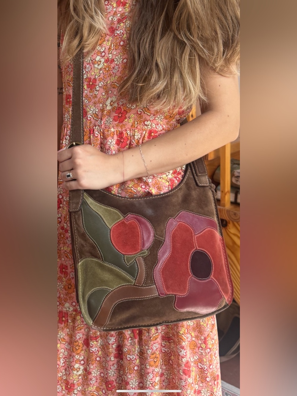 Coach Limited Edition Poppy for Peace Leather and Suede Boho Bag